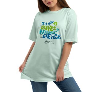 Camiseta cuello redondo diseño Peace verde - Mujer