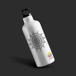 Botella deportiva diseño mandala blanco y negro