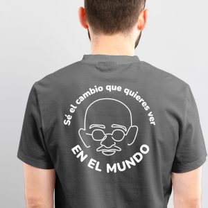 Camiseta cuello redondo diseño sé el cambio que quieres ver en el mundo Gandhi-Hombre